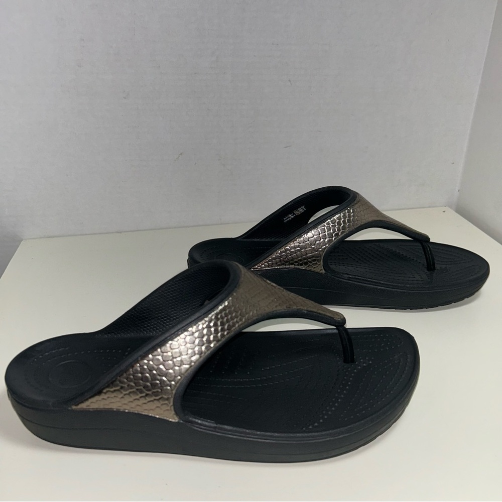 CROCS Black and Gold Comfort Sandals